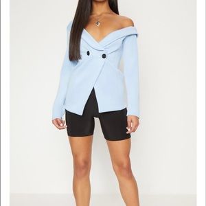 PLT Powder Blue Off The Shoulder Blazer
